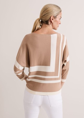 Phase Eight Geri Geo Lined Knitwear Brown Australia | DJ4312908